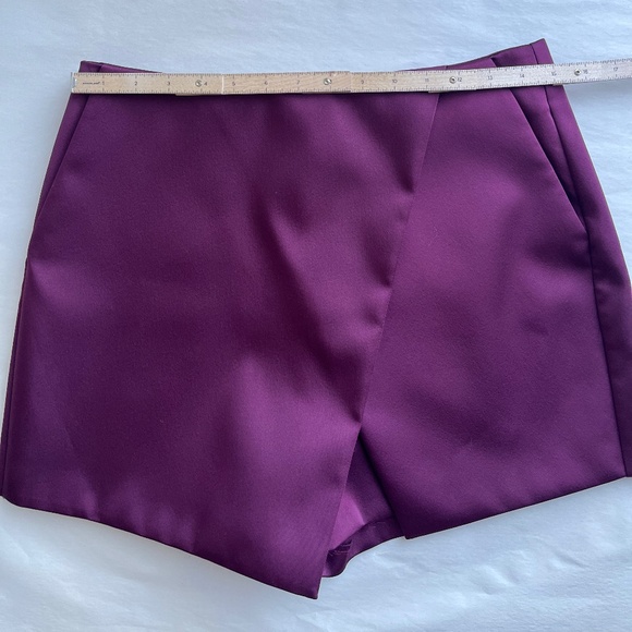 Topshop Maroon Structured Asymmetrical Casual Wrap Skort Short - Picture 4 of 7